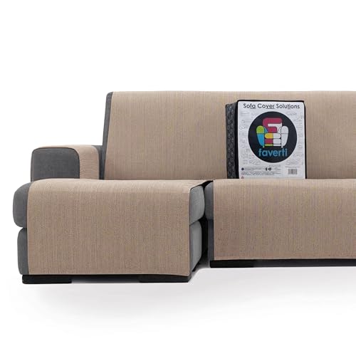 FAVERTI® Cubre Chaise Longue Brazo Izquierdo 240 (Visto de Frente) | Modelo DAIMUS | Súper Fresco y Resistente para Mascotas, Hecho en españa con Material Reciclado | Protector Chaise Beige