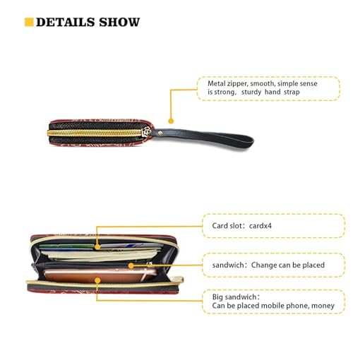 Mumeson Asia Dragon Long Wallet Card Cash Storage Purses Casual Portable Zipper Wristlet Leather PU Long Wallet for Party Travel Luxury Mini Handbags for Womens4