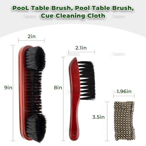 Brosse de billard AUEAR pack de 3 avec nettoyeur de flèche de queue marron