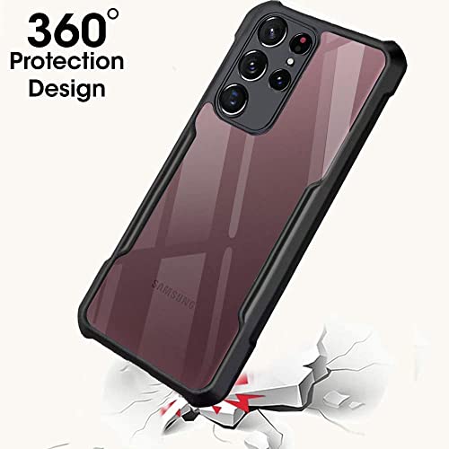 Image of WOW IMAGINE Shock Proof Clear Protective BackCase for Samsung Galaxy S22 Ultra 5G - AirEDGE Technology | 360 Degree Camera Protection | Transparent Hybrid Back Case Mobile Cover - Black