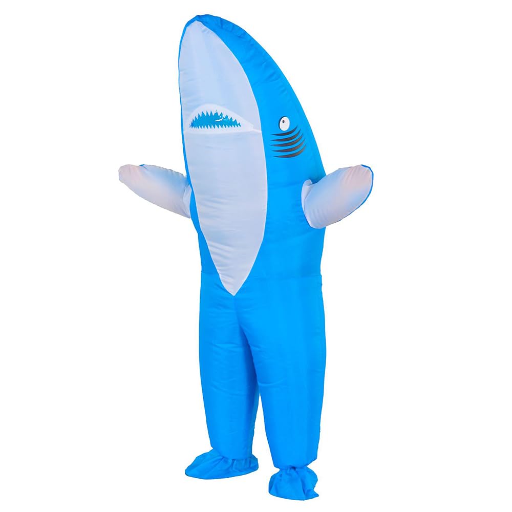 Adult Inflatable Shark Costume Funny Blow Up Shark Costume Fancy Dress Outfit for Halloween Party