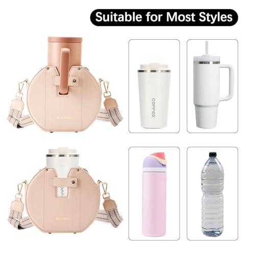 Water Cup Purse Bag for Tumbler, Gift for Women, Water Bottle Carrier Bag,Purse with Cup Holder, Round Purse2