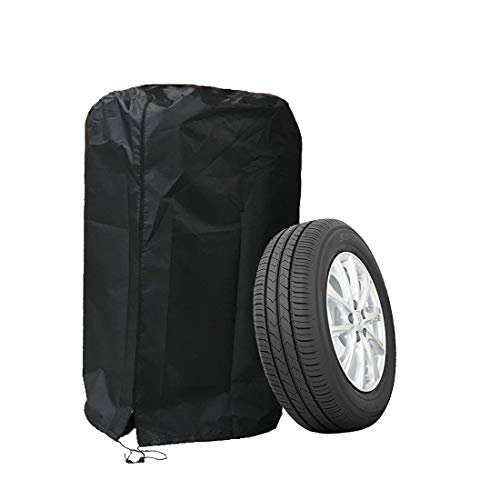 J&C Tire Cover Black 420D Tire Storage Bag Waterproof Spare Tire Bag Tote Protective Cover Seasonal Tire Cover (28x43in)