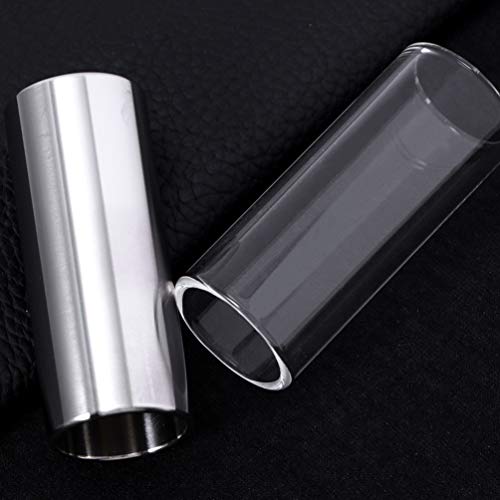 TOYANDONA 2pcs Guitar Slide Glass Slide Stainless Steel Slide 70mm Bottleneck Guitar Slide Ring Guitar Acccessories for Guitar Bass(Transparent and Silver) - Image 4