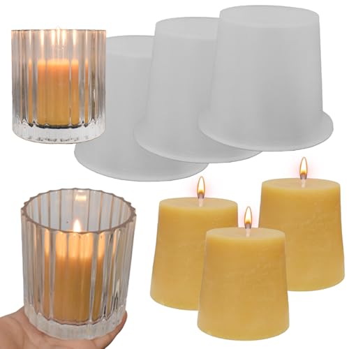 3 Pack Cylinder Candle Mold - Votive Candle - Silicone 3D Molds for Pray, Peony & Home Decor - Resin Casting & Soap Making Molds