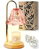 Funslive Pink Candle Warmer Lamp with Timer Dimmable, Christmas Birthday Gifts for Women Mom, Flower Candle Lamp with 2 Bulbs for Jar Candles, Lamp Candle Warmer, House Warming Gift for Bedroom