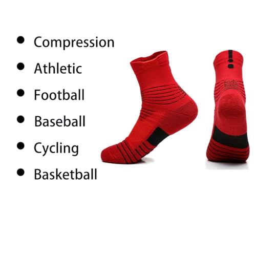 Image of 3 Pack Compression Basketball Socks Performance Cushioned Athletic Crew Sports Running Cycling Sock