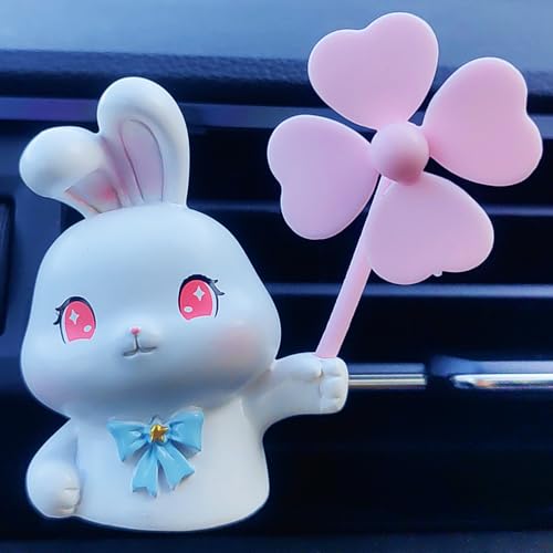 Image of Cute Car Air Freshener Vent Clips, 3D Animal with Mini Fan Diffuser Vent Clip, Air Conditioning Decoration Car Accessories for Women and Men
