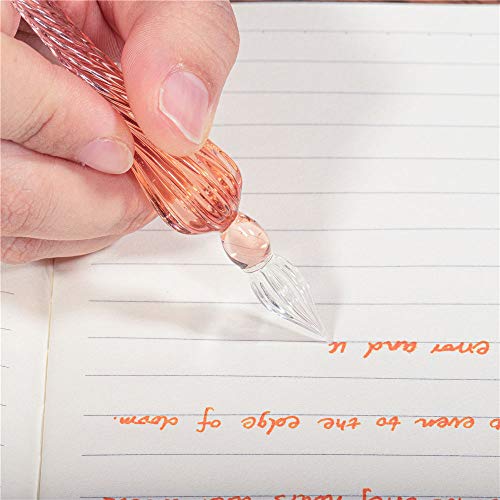 Molshine Handmade Glass Dip Pen Crystal Calligraphy Pen Signature Dipped Pen For Artist Women Men Teens,Writing Drawing Decoration Gifts (Pink) #TOP3