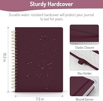 Forvencer Lined Spiral Journal Notebook with 300 Numbered Pages, B5 College Ruled Thick Journals for Writing with 100GSM Paper, Hardcover Notebooks with Contents for Work, School, Women, Men, Burgundy