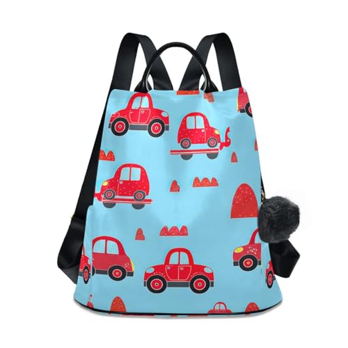 Sac à dos femme motifs voitures rouge et bleu idéal pour le quotidien urbain
