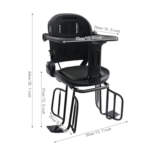 Armanyya Siège de vélo pour enfant à partir de 1 à 8 ans - Siège arrière pour vélo d'enfant - Accessoire de sécurité pour l'extérieur - Sangle réglable - Capacité de charge 30 kg - Barrière haute – vue 2