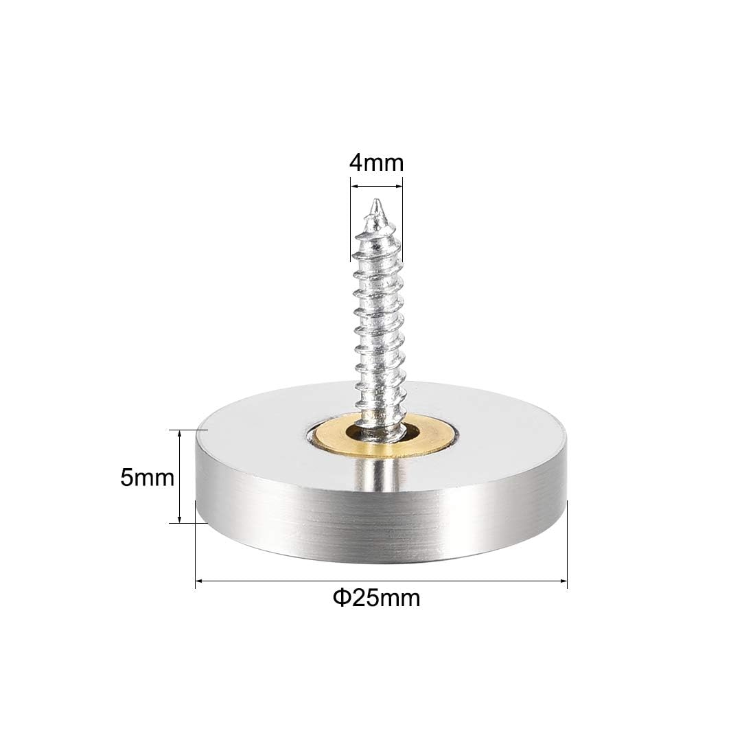 TOP-VIGOR 4Pcs Mirror Screws, 25mm Cap Nail With Washers, Decorative Cap Covers Brushed Nails for Mirrors Furniture Fittings - Image 2