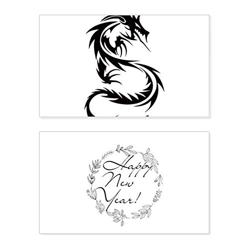 Tarjeta de año nuevo con dragón artístico para decorar y enviar bendiciones familiares