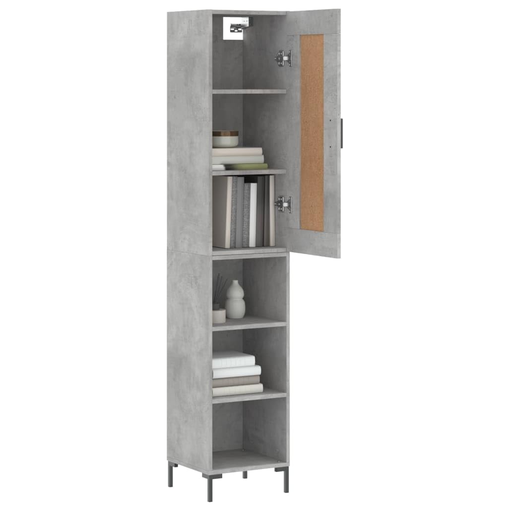 Highboard betonowy szary 34,5 x 34 x 180 cm materiał drewnopochodny