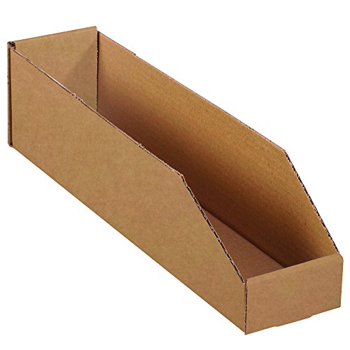 Image of BOX USA BBINBWZ418K Open Top Bin Boxes, 4 inch x 18 inch x 4 1 /2 inch, Kraft (Pack of 50)