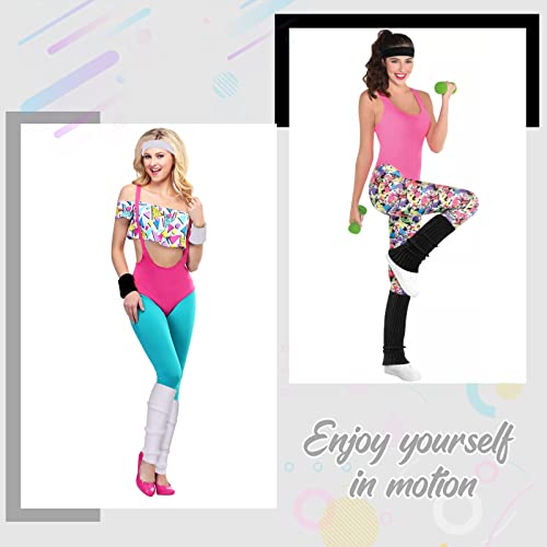 Image of ONUPGO Leg Warmers for Women 80s Sport Headband Wristbands Neon Leg Warmers Set - 80s Workout Clothes 90s Outfit for Women
