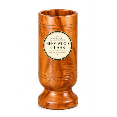 DIVARTH Premium Neem Wood Glass, 100% Natural Handmade Wooden Drinking Glass, Wooden Water Tumbler, Ayurvedic Cup, Reusable Eco-Friendly Glass, 100 ml