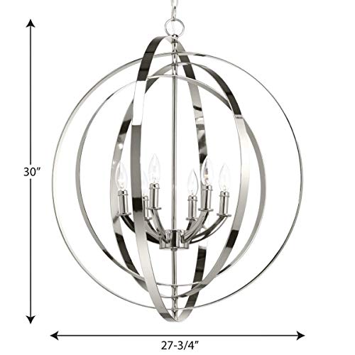 Image of Progress Lighting P3889-104 Equinox Six-Light Sphere Pendant, Polished Chrome