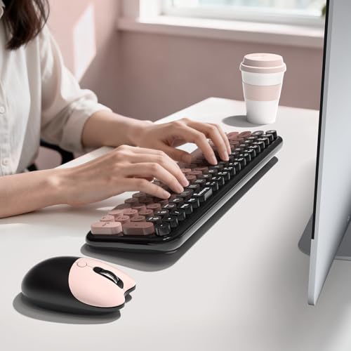 Image of Dilter Wireless Keyboard Mouse Combo, Portable Retro Keyboard with Compact Size, 2 in 1 USB Connected Mouse for Windows PC, Laptop, Computer, Desktop, Home and Office Use