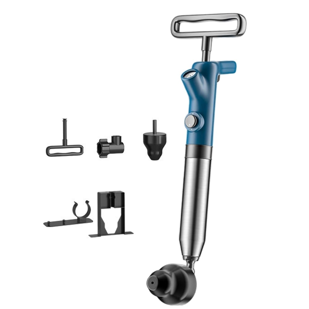 Hndhbfgrt High Pressure Toilet Plunger Drain Auger with Real-Time Gauge Heavy-Duty Air Unclogger for Toilets, Sinks & Drains