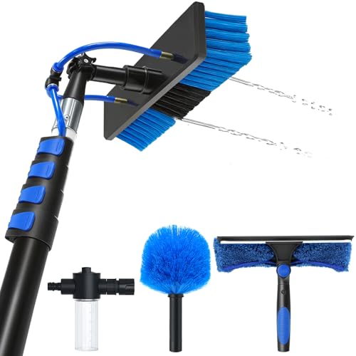 20FT Complete Solar Panel Cleaning Kit with Extension Pole 5-20FT, Water Fed Pole Kit with Cleaner Solution Dispenser for Window Glass, Boats,RV, Decks, Bathrooms & House Siding