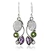 NOVICA Peridot Amethyst Rainbow Moonstone .925 Sterling Silver Dangle Earrings, Natural Glamour'