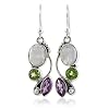 NOVICA Artisan Handcrafted Multigemstone Dangle Earrings | .925 Sterling Silver Handmade Dangle Earrings | Rainbow Moonstone Clear Green Multicolor Purple Dangle Earring | Natural Glamour Themed