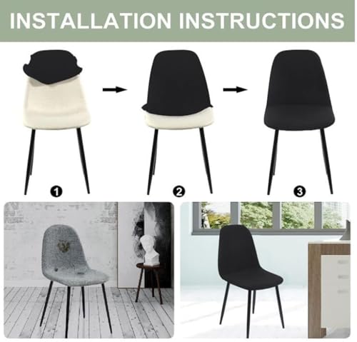Housse de chaise lot de 6 en jacquard extensible pour dossier bas
