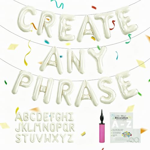 Image of Cream Foil Letter Balloons, 52 Pcs Alphabet Balloon Kit for Party Banner | Individually packed for easy sorting; equipped with hand pump for fast inflation, fully inflated state lasts multiple days