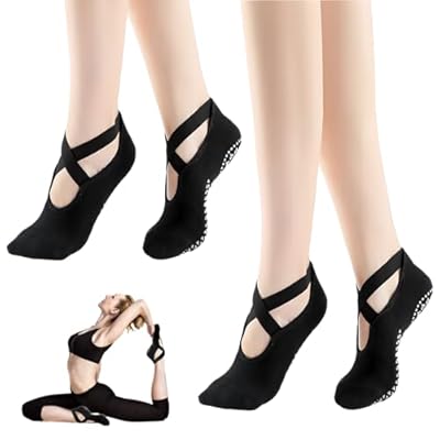 Traxenta 2 Pares Calcetines Antideslizantes para Mujer, Yoga y Pilates (35-40), con Asas y Correas, para Ballet, Danza, Fitness | Ya disponible en tu tienda friki favorita! En mundofriki.es!