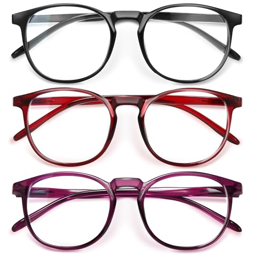 Image of IBOANN Chic & Comfy Blue Light Glasses for Women - 3-Pack Round Frames, Screen-Ready Style with UV Protection Coating