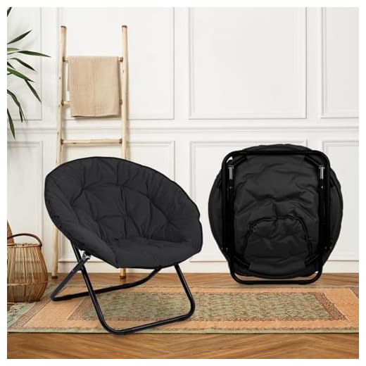 GREZJXC Butterfly Foldable Saucer Chairs with High Weight Capacity Cozy Chair for Relaxing, Gaming, or as an Extra Seat for Guests Black