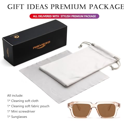 Image of AIEYEZO Rectangle Sunglasses for Men Women Fashion Square Frame Sun Glasses 90's Retro Designer Shades