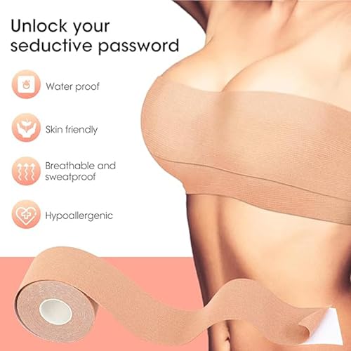 Image of CURATED CART Boob Tape for Women - 49 PCS Breast Lift Kit with Body Tape, Boob Tape, Reusable Nipple Covers, Pasties, Double-Sided Tape - Invisible Bra for Backless & Plunge Dresses
