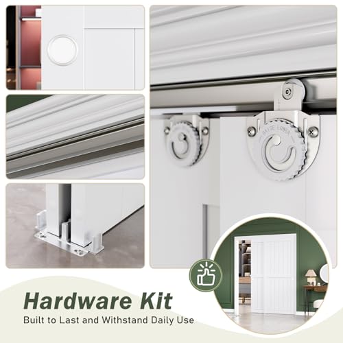 Image of FREDBECK White Sliding Closet Door 64x80(Double 33inch),Bypass Door H Frame