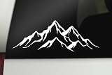 Mountain Range Decal l Mountain Vinyl Decal | Mountain Outdoor Nature Camping Car Decal Bumper Sticker Window Laptop Tumbler Decal | 8' x 3' Size White | Made in USA