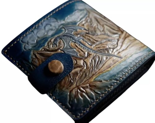 Dragon Wallet, Animal, Dragon War Wallet, 3D Genuine Leather Wallet, Carving Wallet, Bifold Wallet, Biker Wallet, Animal Wallet, Airbrush Art, Custom wallet, Tooled Wallet, A2