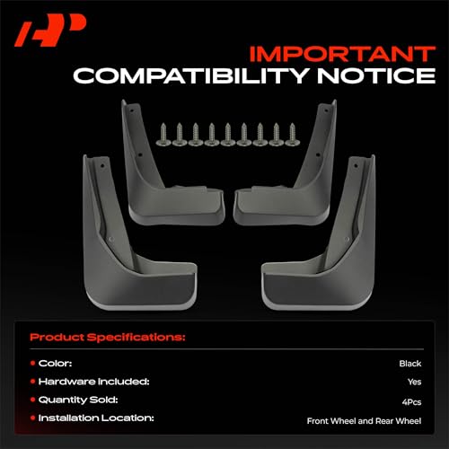 Image of A-Premium Mud Flaps Compatible with Audi | for Audi A3 /A3 Quattro 2015-2019 Sedan, No Drilling Required Mud Guards with Hardware Accessories, Set of 4 Front Rear