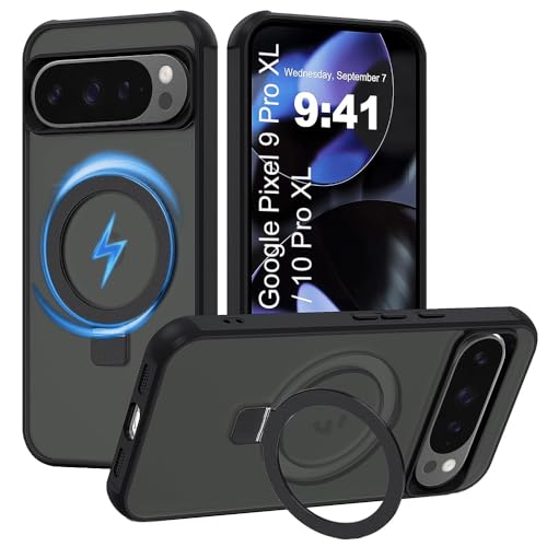 Image of Google Pixel 9 Pro XL / 10 Pro XL Magsafe Stand Case | Matte Design & 360 Protection | Military-Grade Google Pixel 9 Pro X-L Cover | Ultra Premium - Black
