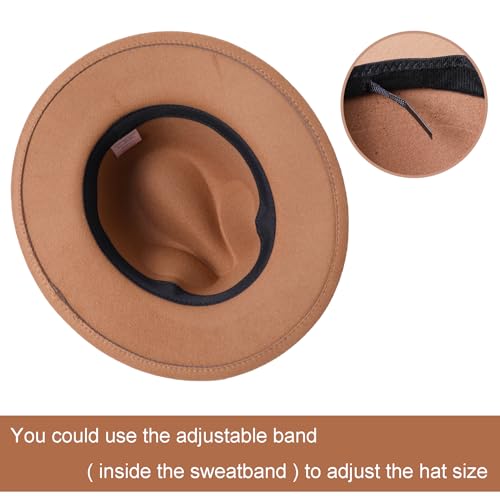 Lanzom Kids Girls Vintage Wide Brim Wool Felt Bowler Cap Bowknot Floppy Fedora Hat3