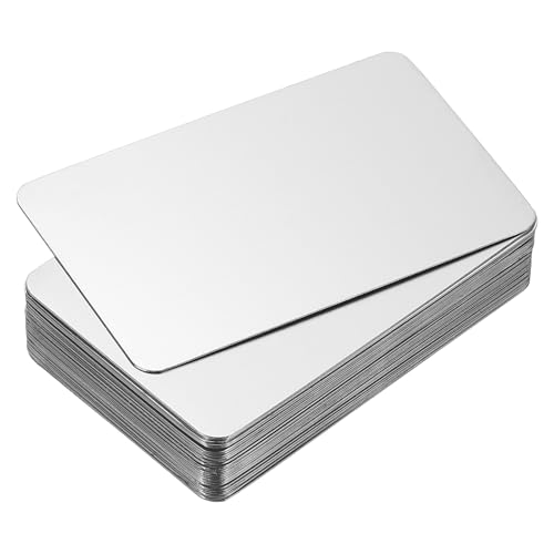Cartes de visite en métal pour gravure laser PATIKIL 30 pièces en acier argent