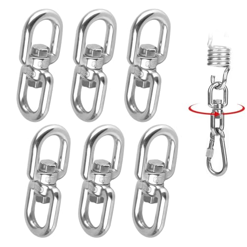 6 Pieza Anillo Giratorio de Acero Inoxidable 304,Grillete Giratorio de Acero Inoxidable,ojo a ojo giratorio anillo conector,para sillas colgantes, parrillas giratorias, sacos terreros, columpios
