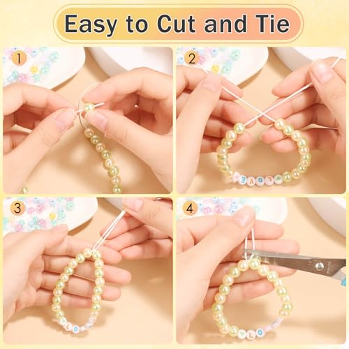 Image of Paxcoo 1.4 mm Elastic Bracelet String Cord, White Stretch Bead Cord for Bracelet Making (Pack of 3)