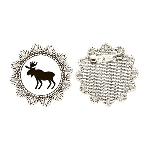 Broche de alce negro en plata de tamaño mediano para chaquetas