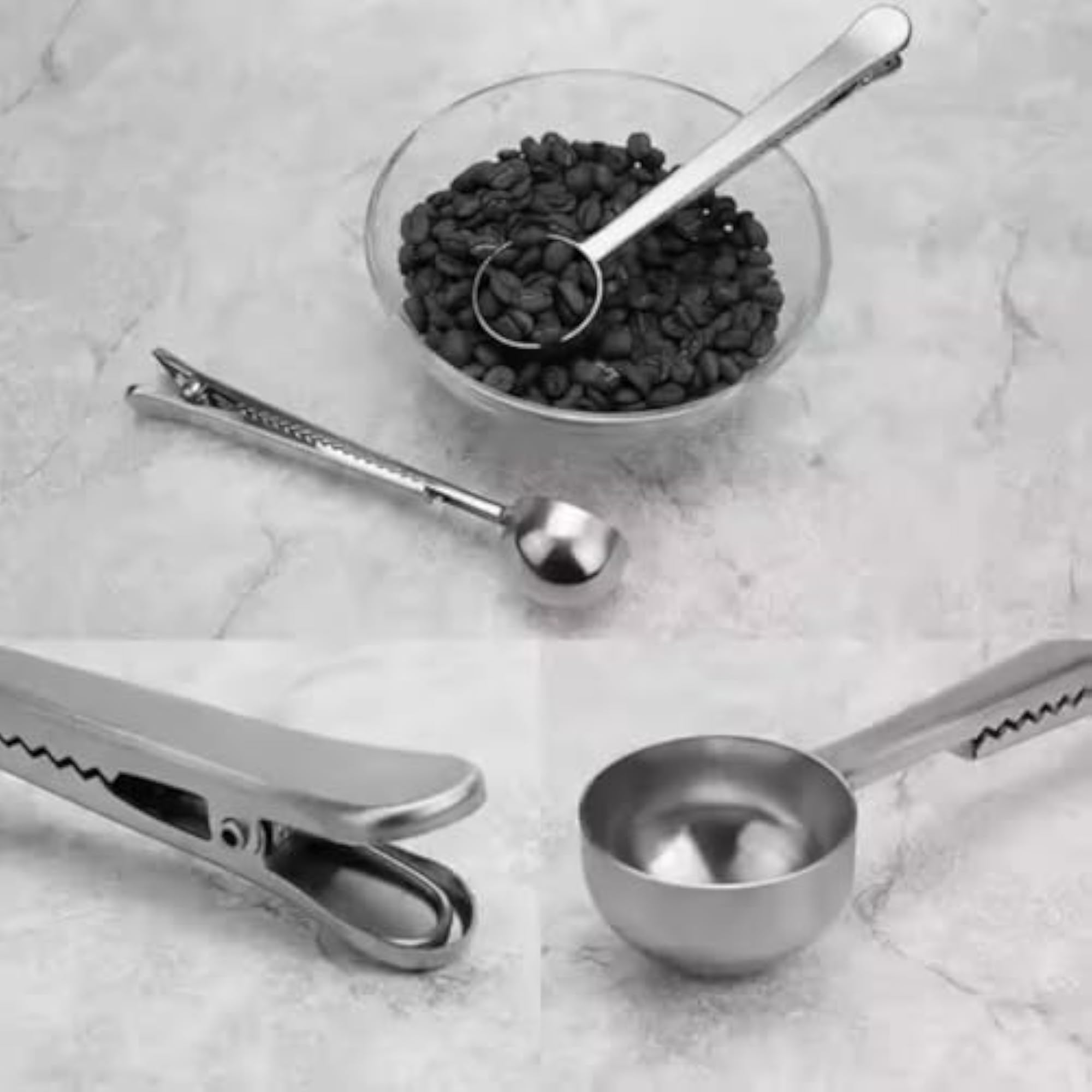 Stainless Steel Coffee Scoop with Built-in Bag Clip