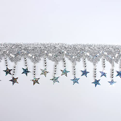 Gold/Silver Lace Trim Embroidery Lace Trim Star Beads Fringe Craft Lace For Sewing, Costumes, Gowns, Home Decor (2 Yards) #TOP1