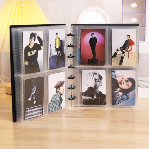 Miniatura 4 de Kpop - Carpeta De Tarjetas Fotográficas De 4 Bolsillos, Álbum Coleccionista De Tarjetas De 7.6 Cm Con 120 Ranuras Para Tarjetas De Ídolos Negro, 30 Páginas