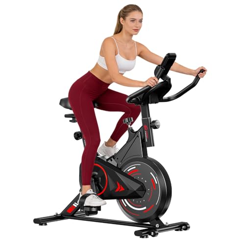 GartistGo Bicicleta Estática, Bici de Fitness Indoor Compacta con Resistencia Ajustable 0-100%, Pantalla LCD, Soporte para Tablet y Sensor Cardíaco, 120 kg