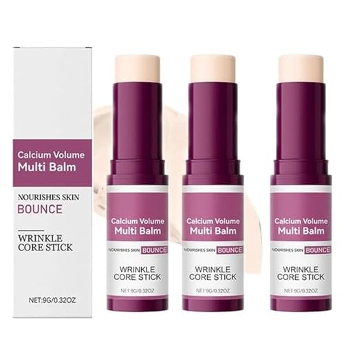 Bálsamo multivitamínico con calcio, barra antienvejecimiento y reafirmante para el cuidado de la piel coreana, antirrugas, hidratante con colágeno coreano, hidratación de la piel (3 pcs)